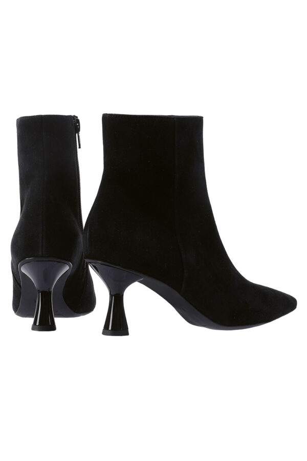 Black suede low heel ankle boot 8 106502