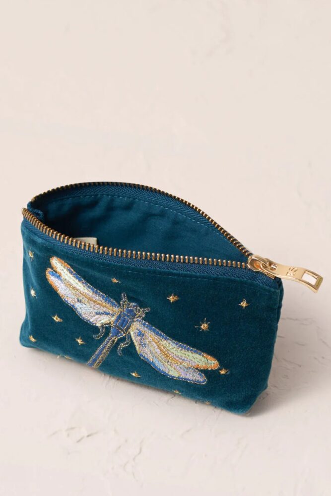 Dragonfly Deep Teal Velvet Coin Purse elizabeth scarlett1