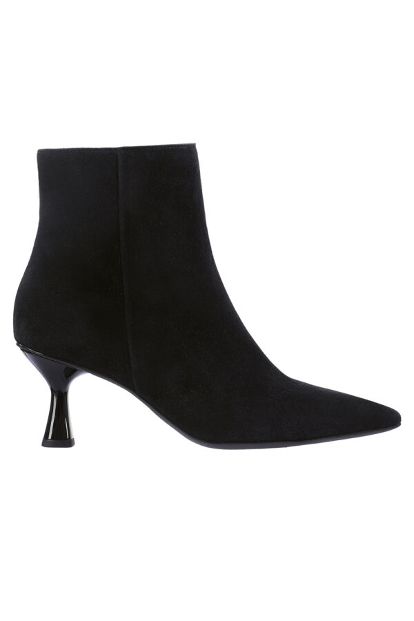 Hogl black suede heel pointed toe ankle boot