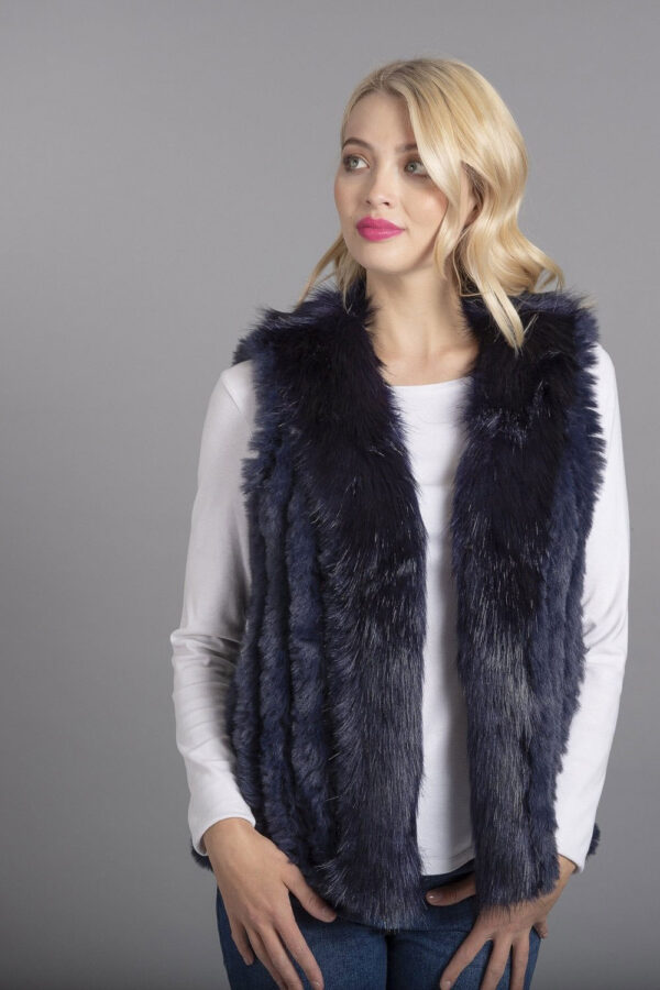 Jayley Navy cashmere and faux fur gilet