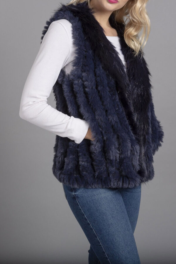 Jayley Navy cashmere faux fur gilet