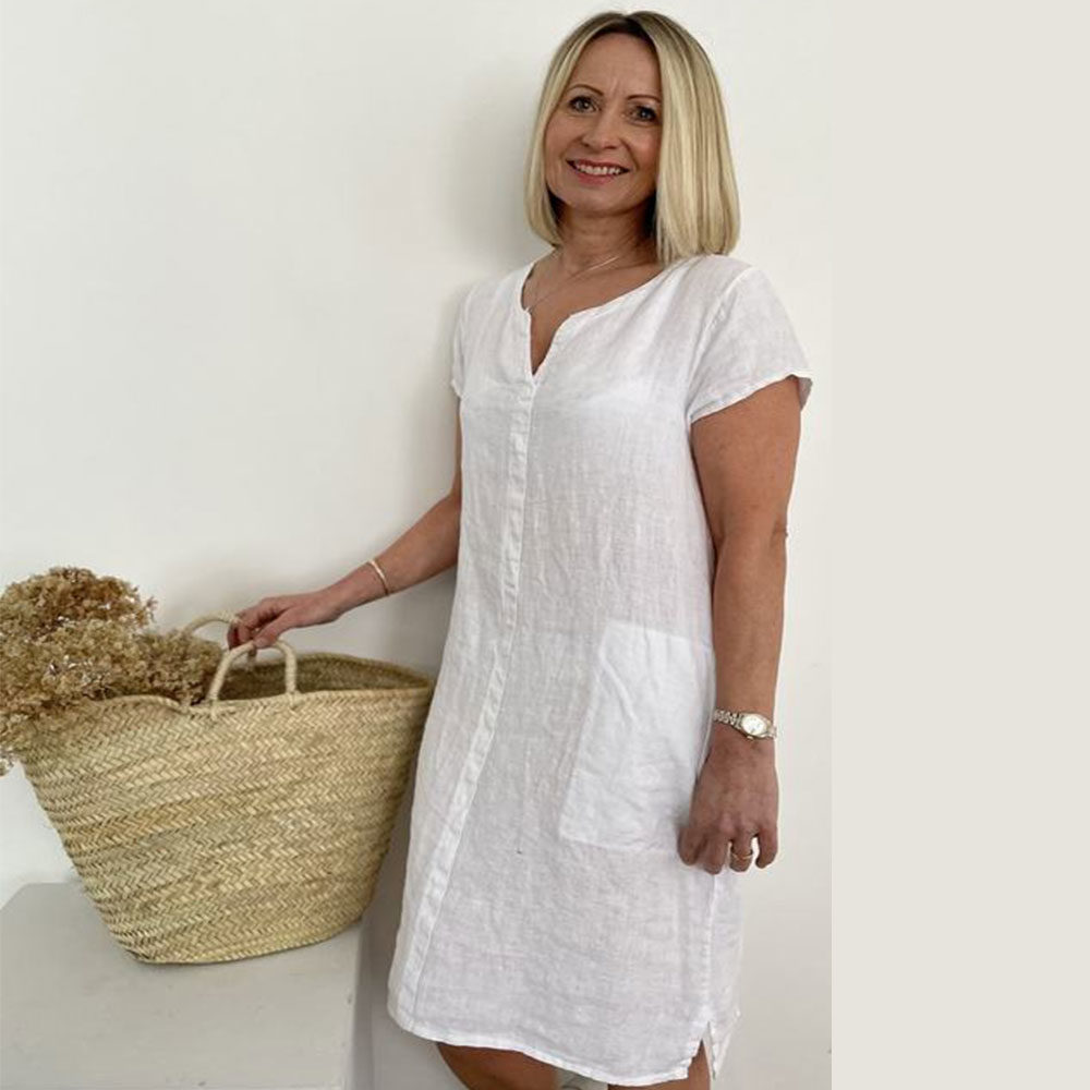 Luella Masie White Linen Dress with pockets 1