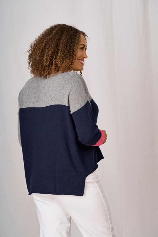 Luella navy,grey,pink block sweater