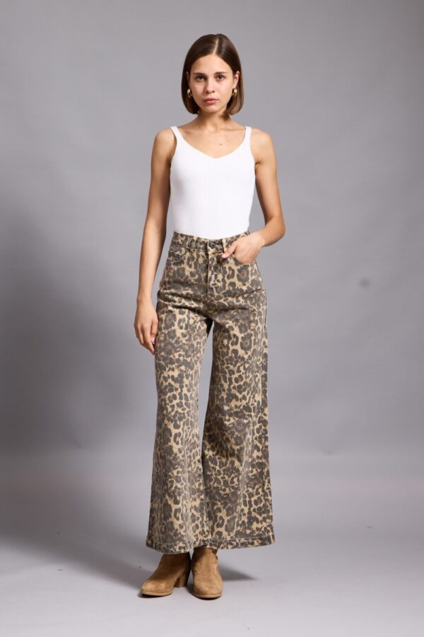 Y London leona leopard flare jeans