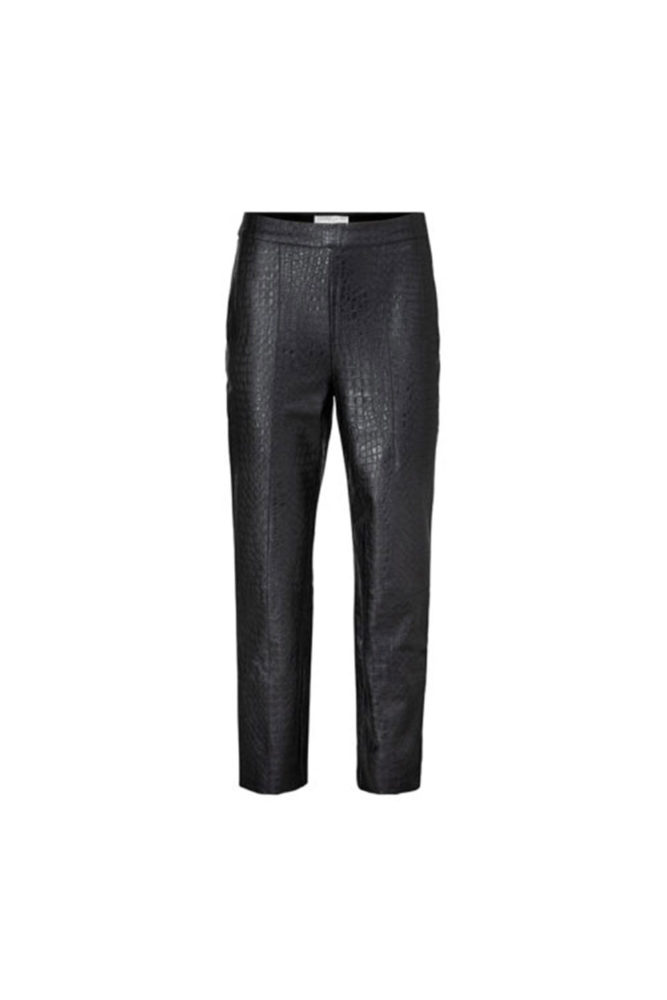 black faux crock trousers