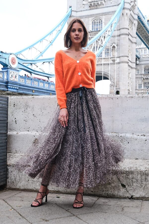 choklate leopard charlotte tulle skirt