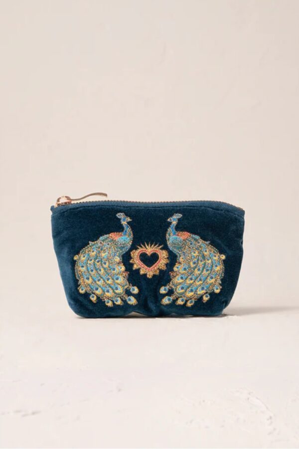 elizabeth scarlett Peacock Velvet Coin Purse