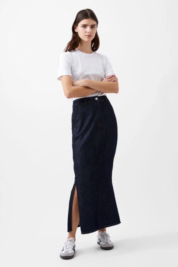 french connection finley denim maxi skirt