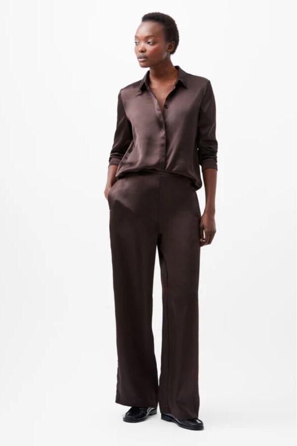 french connection irina chocolate satin trousers 74XB