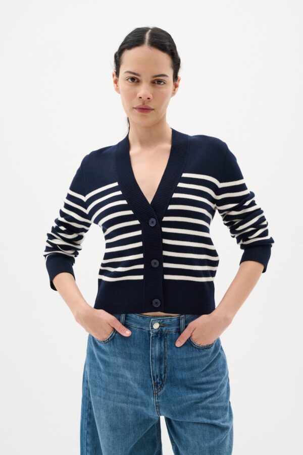 inwear wallia navy stripe cardigan