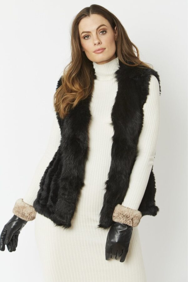 jayley black cashmere blend faux fur gilet