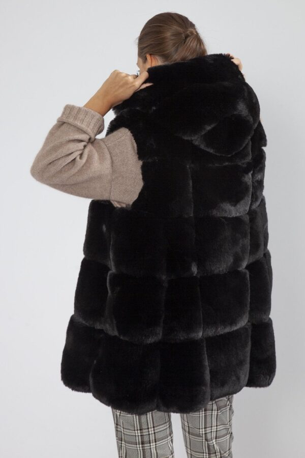 jayley black faux fur long hooded gilet p4016 58952 image