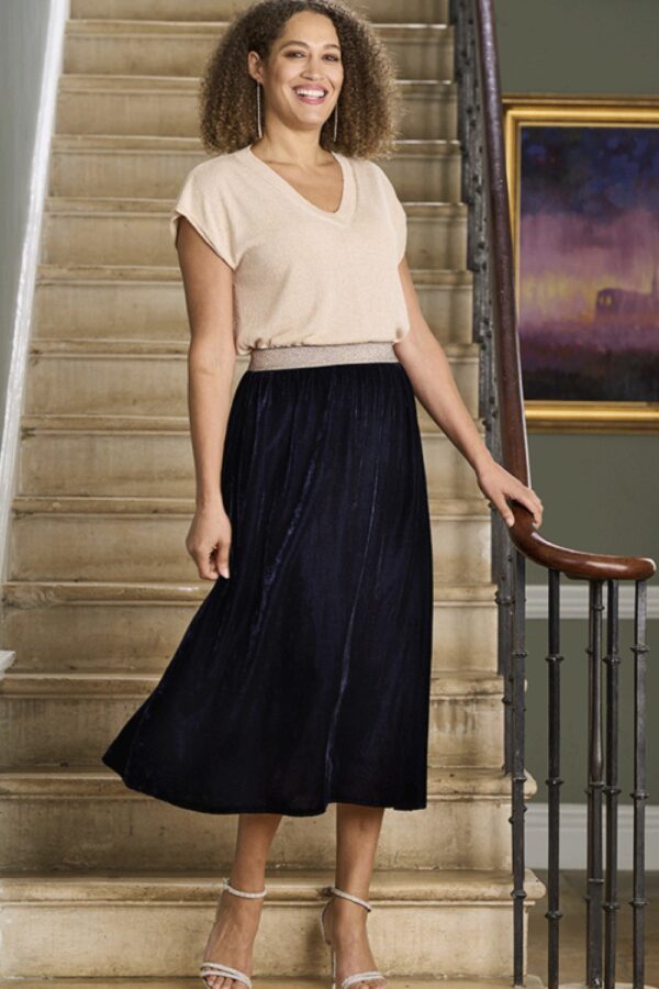 luella Velvet skirt navy