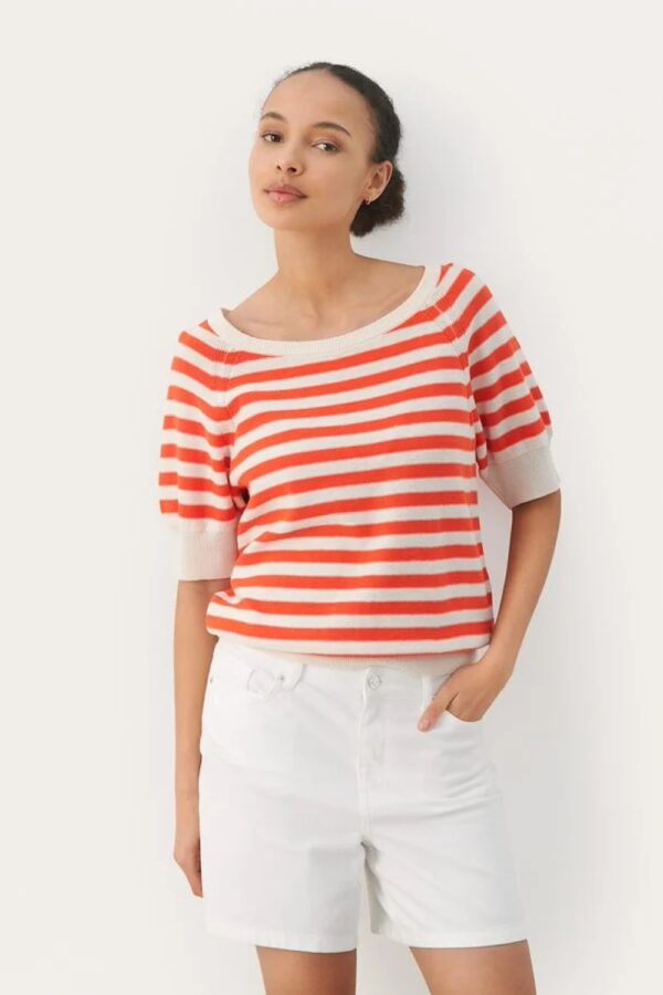 mandarin red stripe glennie short sleeved knit part two