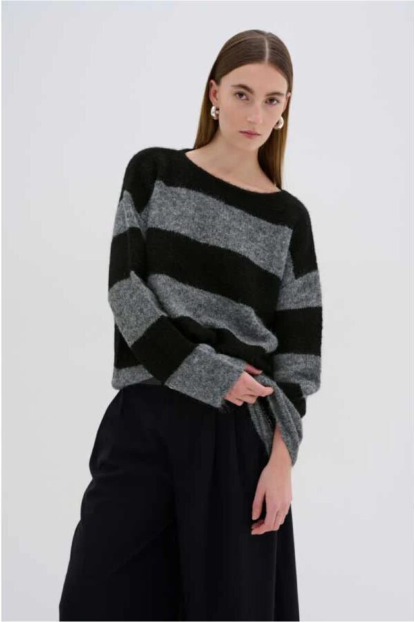 my essential wardrobe meena jumper grey stripe