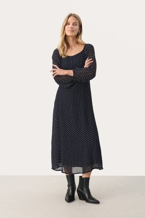 part two dark navy dot lanka dress