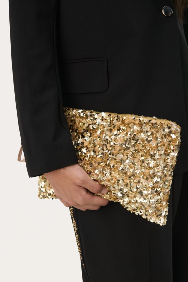 part two denia gold sequin clutch bag