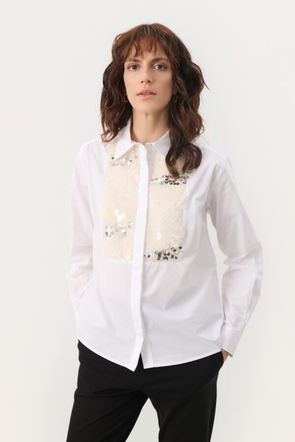 part two maye white sequin shirt