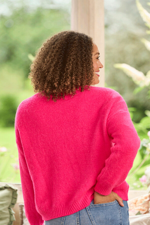 pink teddy cardi